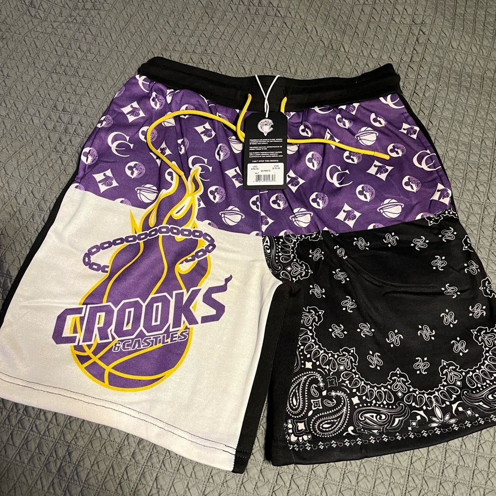 Crooks and castles LA city sweat shorts